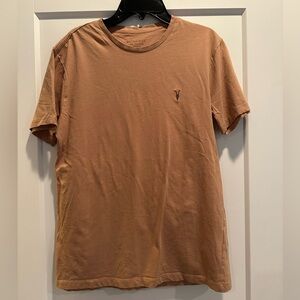 All Saints Regular Fit Cotton Tee in Cord Brown